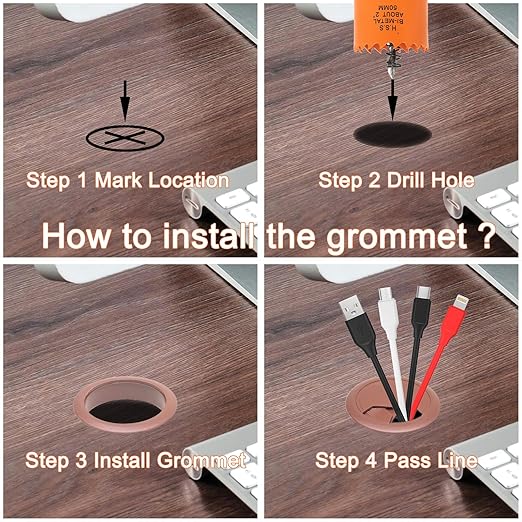 Desk Grommet 2 inch with Hole Saw, Desk Cord Hole Cover Grommet - Image 4