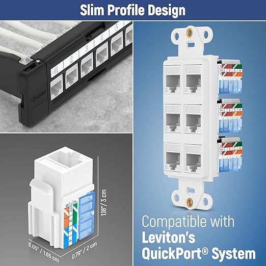 Everest 90° Angled RJ45 Cat5e Keystone Jacks 100-Pack in White - Image 6