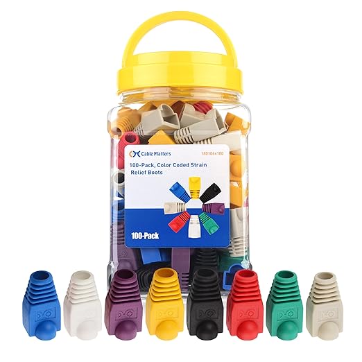 Cable Matters 100-Pack Cat6 / Cat5e RJ45 Strain Relief Boots, RJ45 Boot by CableMatters