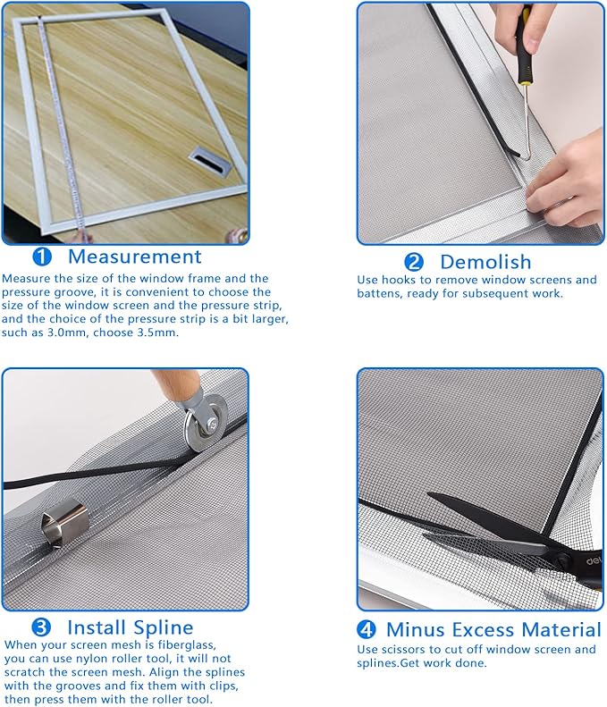 BAYTORY Upgrade Window Screen Repair Kit, Steel/Nylon Roller Tool - Image 7