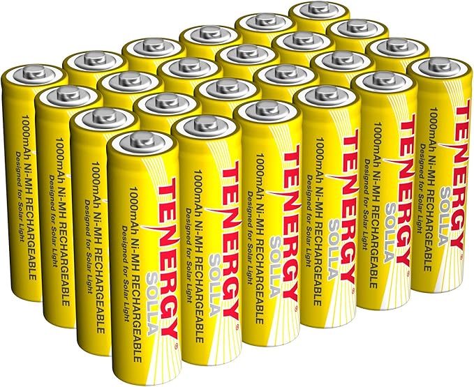 Tenergy Solla Rechargeable NiMH AA Battery, 1000mAh Solar Batteries by Tenergy