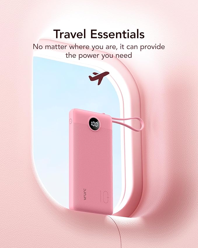 VRURC Portable Charger Power Bank, 10000mAh Travel Essentials Battery Pack - Image 6