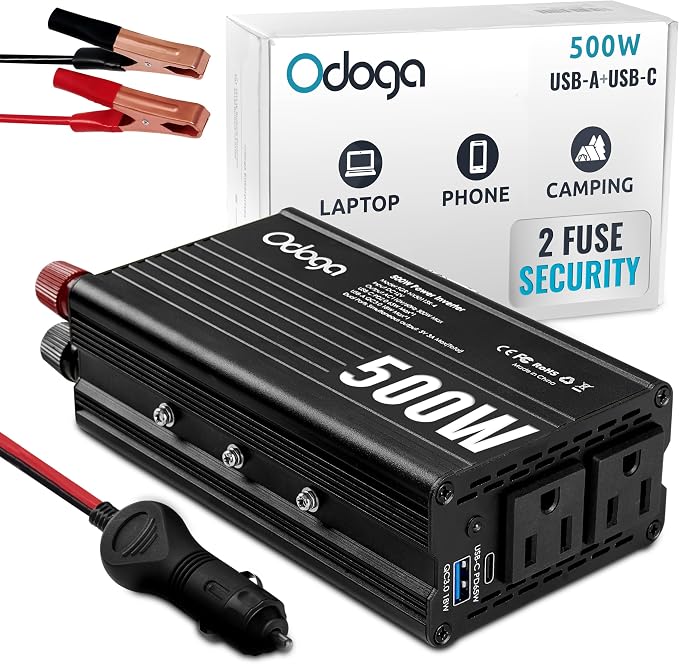 500W Car Power Inverter 12v to 110v – Car Adapter by Odoga