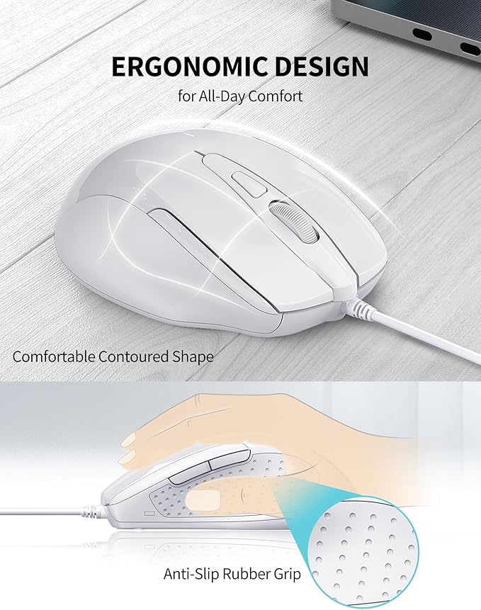 TECKNET USB Wired Mouse, 6-Button Corded Mouse - Image 3