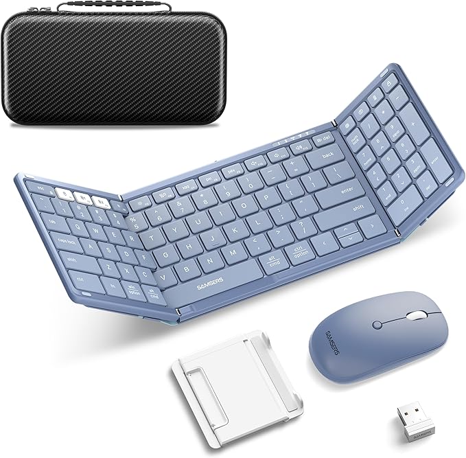 Foldable Keyboard and Mouse, Samsers Folding Bluetooth Keyboard Combo, 2.4G + by HOME