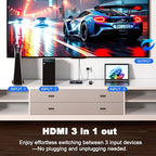 HDMI Switch 3 in 1 Out, 4K@60Hz Switcher, Auto-Switching HDMI 2.0 Switcher - Image 2