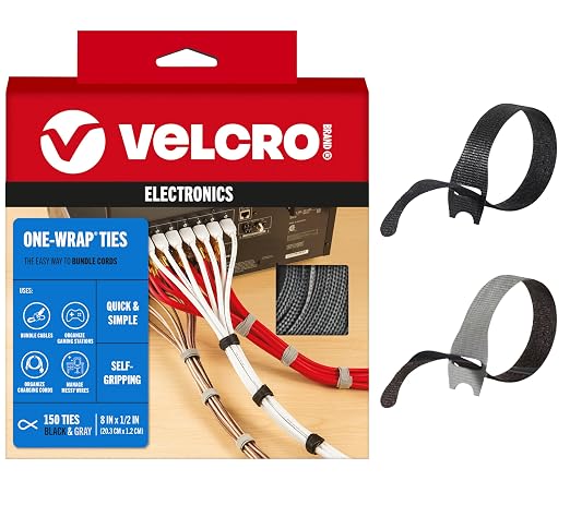 VELCRO Brand 150pk Cable Ties Value Pack | Replace Zip Ties by VELCRO%C2%AEBrand
