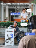 SYNCO Wireless Lavalier Microphone, G3 Lapel Mic Grey Triple Channel - Image 3