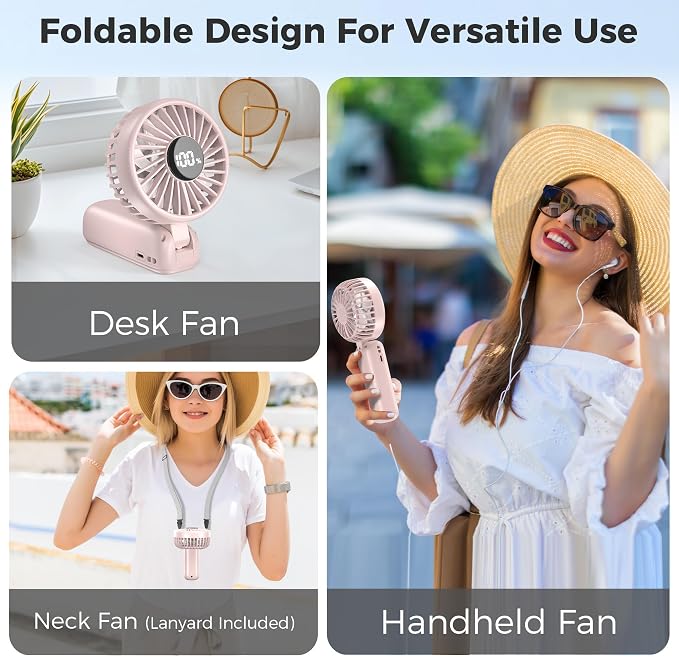 Portable Handheld Fan, 5000mAh Rechargeable Battery, Max 15H Cooling, 4 Speeds - Image 5
