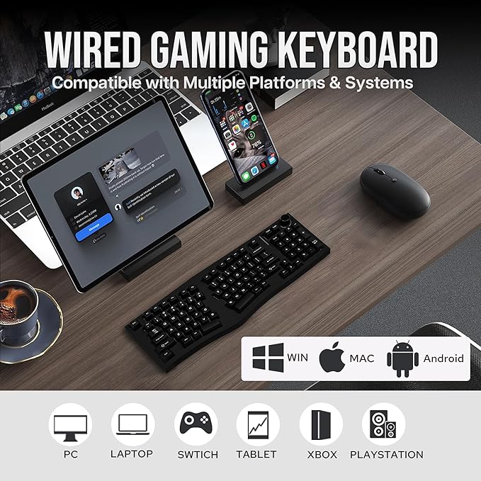 Feker Alice98 Ergonomic 98 Keys Custom Mechanical Keyboard, VIA Programmable - Image 3