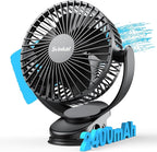 USB Portable Clip on Fan, 2400mAh Battery Type-C 6in, 3 Speed 720° Tilting Head by FocusedUSBsmallappliances