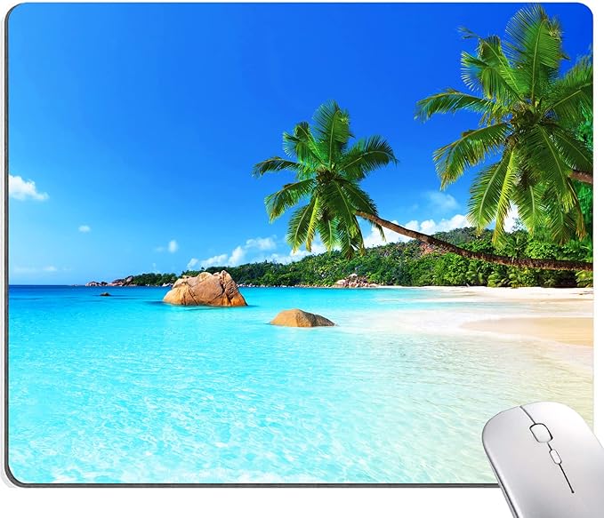 Mouse Pad, Square Beach Style Anti-Slip Rubber Mousepad by IMAYONDIA