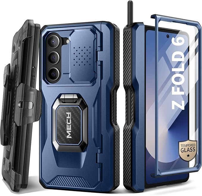 TONGATE for Z Fold 6 Case with Ring Stand, Built-in S Pen Holder & Glass Screen by TONGATE