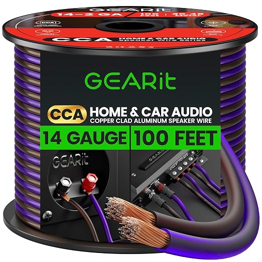 GEARit Speaker Wire 14 Gauge, Speaker Cable 100ft by GEARit