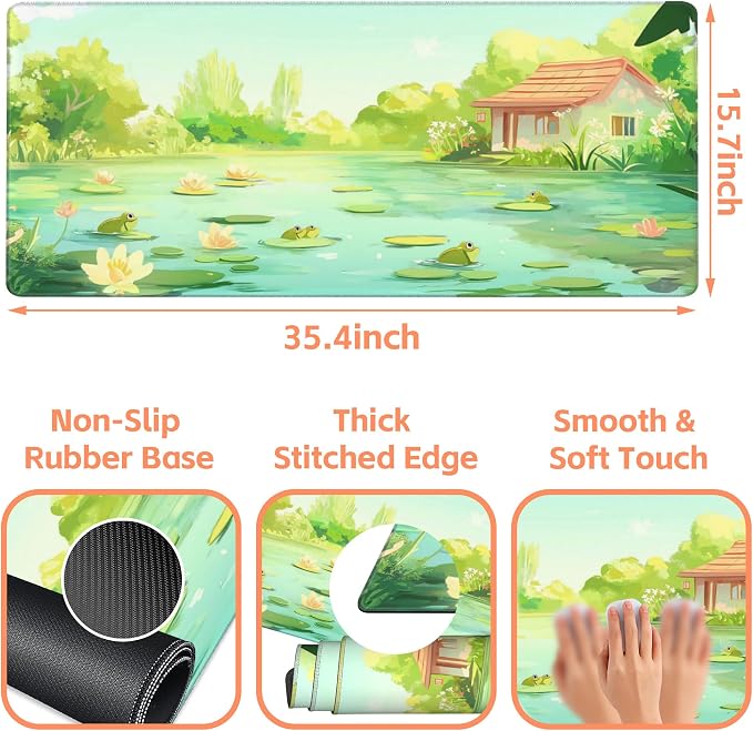 Mouse Pad Large Frog in The Water Non-Slip Game Desk Mat - Image 3