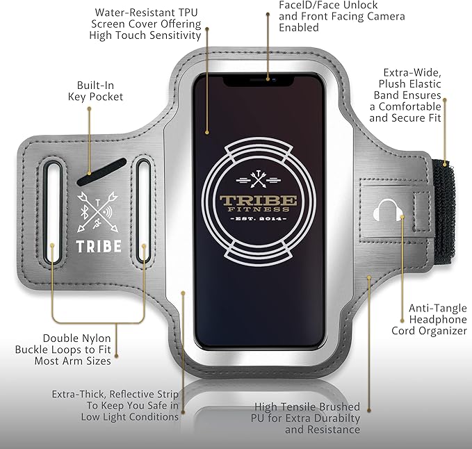 TRIBE Running Phone Holder Armband. iPhone & Galaxy Cell Phone Sports Arm Bands - Image 3