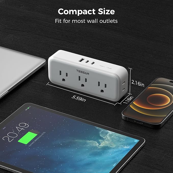 Multi Plug Outlet Extender, Wall Charger, TESSAN Multiple Plug Surge Protector - Image 5