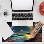 Desk Mat, Rainbow and Full Moon Desk Pad, Beach at Night Large Gaming Mouse Pad - Image 7