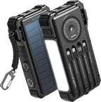 BLAVOR Solar Power Bank 20000mAh Built-in Cables, Wireless Charger by BLAVOR