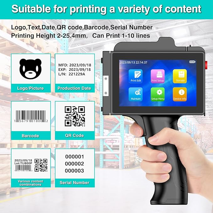 TIJ800P Handheld Inkjet Printer 1 inch Portable Handheld Printer Gun 5 Inch - Image 3