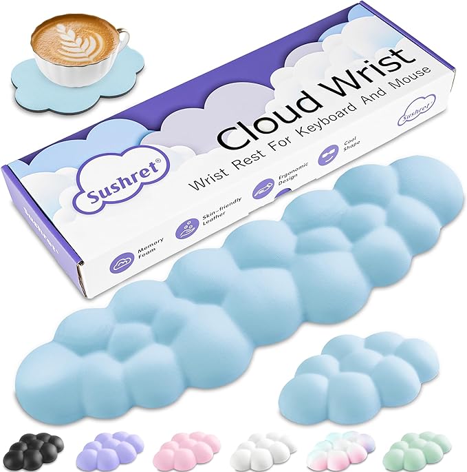 Cloud Wrist Rest Keyboard, Cloud Keyboard Wrist Pad Set by Sushret