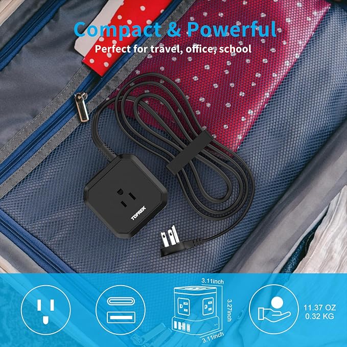 Power Strip with USB, USB C Power Strip with 5 Outlets, 2 USB-C & 2 USB-A - Image 6