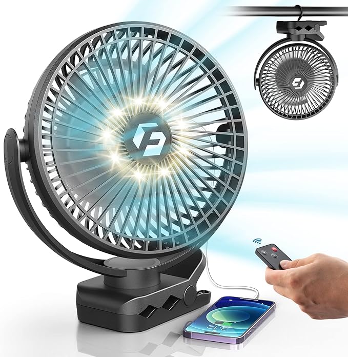 8-inch Clip-on Fan - 12000mAh Portable Rechargeable Battery by KorbotBestCoolingForYou
