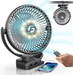 8-inch Clip-on Fan - 12000mAh Portable Rechargeable Battery by KorbotBestCoolingForYou