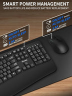 Wireless Keyboard and Mouse Combo, 2.4G Full Size Wave Keys Ergonomic Keyboard - Image 7