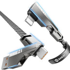 SHEZI 4-in-1 USB C Cable 45W 5FT 90 Degree L Cable, Flat Nylon Braided Charger by SHEZI