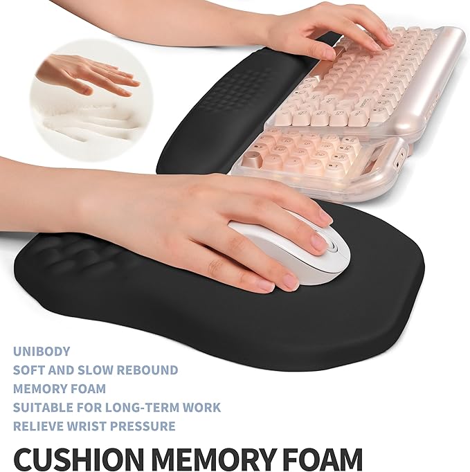 2-in-1 Ergonomic Set, Wave Keyboard Wrist Rest and Massage Slope Mouse Pad - Image 4