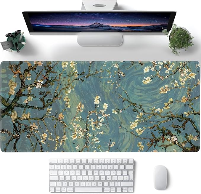 Almond Blossoms Large Mouse Pad, Gaming Keyboard Desk Pad, Extended Mouse Mat - Image 2