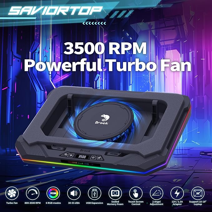 Brook Saviortop Gaming Laptop Cooler, IC Core Cooling Pad - Image 2