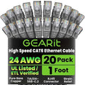 GearIT Cat 6 Ethernet Cable Cat6 Network Patch, Snagless Cord, Internet by GEARit