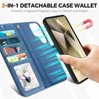 TUCCH Case Wallet for Galaxy S25 Ultra, Removable Wrist Strap PU Leather - Image 3