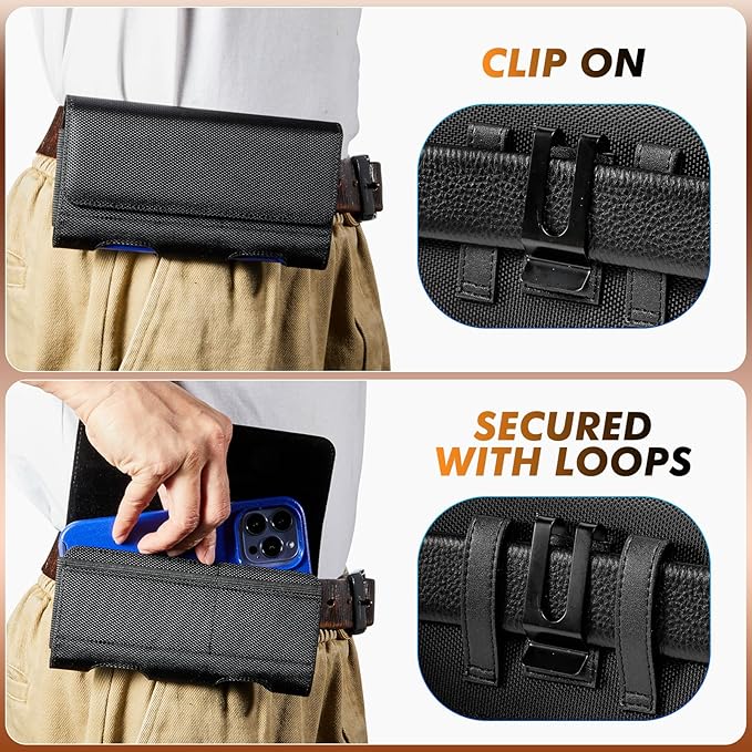 BECPLT Nylon Belt Holster Case for iPhone 12-16 Pro & Galaxy S20-S24 - Image 6