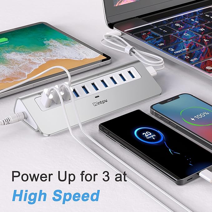 Powered USB Hub 10Gbps, 10 Port USB 3.1 Gen 2 Hub - Image 6