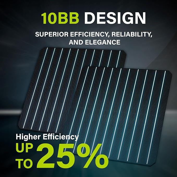 Newpowa Bifacial 200 Watt 12 Volt Solar Panel 10BB Monocrystalline Double-Side - Image 3
