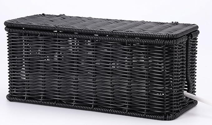 Handmade Cable Management Box, Imitation Rattan Cord Organizer Cord Hider Box by ZhiYo