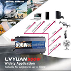 LVYUAN 500 Watt Pure Sine Wave Power Inverter 24V to 110V/120V DC to AC - Image 6