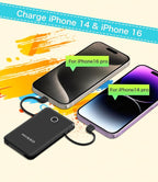 6000mah Ultra Slim Built in Cables Power Bank, Card Size Built in USB C Cords - Image 5