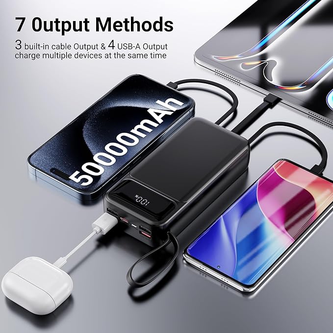 Portable Charger Power Bank 50000mAh- 7 Outputs & 3 Inputs USB-C 22.5W Fast - Image 5