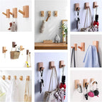 HomeDo 4Pack Adhesive Wall Hooks Hat Rack, Wooden Coat Hooks Wall Mounted - Image 6