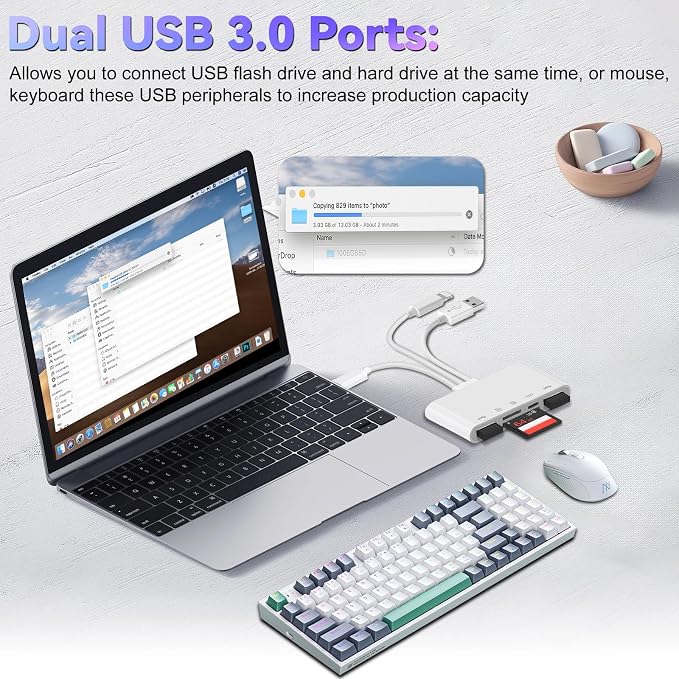 5-in-1 Memory Card Reader for iPhone, SD Card Reader USB C OTG Adapter - Image 4