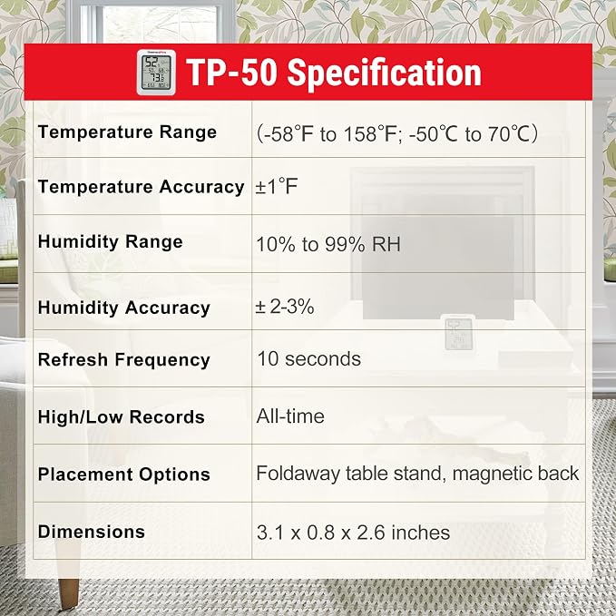 ThermoPro TP50 Digital Hygrometer Indoor Thermometer Room Thermometer and - Image 9