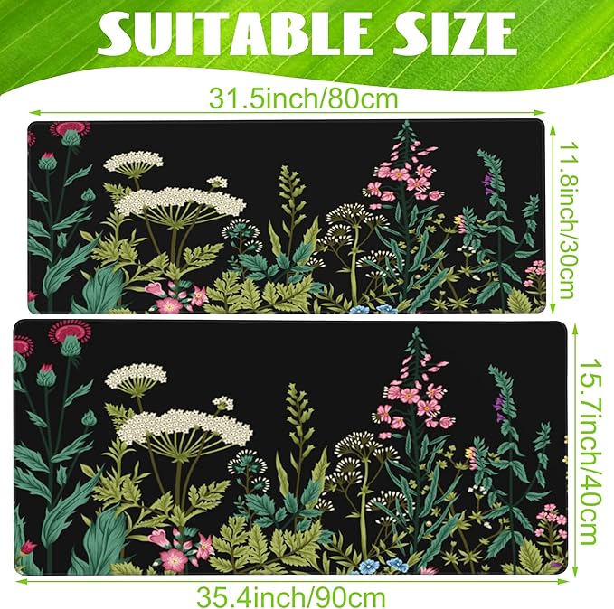 Large Gaming Mouse Pad for Desk, Wildflowers Night Desk Mat, Wild Floral Flower - Image 2