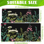 Large Gaming Mouse Pad for Desk, Wildflowers Night Desk Mat, Wild Floral Flower - Image 2