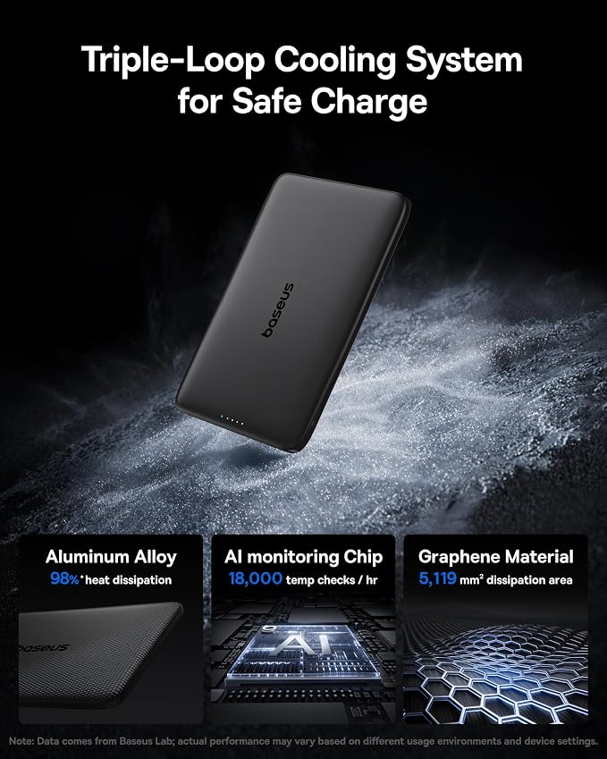 Baseus Picogo Power Bank, 0.3" Ultra Slim 5000mAh MagSafe Portable Charger - Image 3