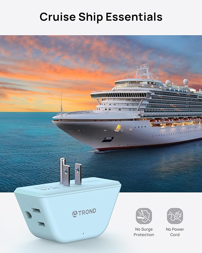TROND Outlet Extender, 3 Way Angled Plug Splitter, 3-Prong Grounded Wall Outlet - Image 5
