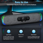 SOULION R200 Bluetooth Computer Speakers, Compact PC Speakers, USB C/USB Plug & - Image 4